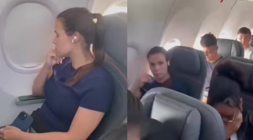 Mulher causa tumulto em avião após passageira recusar troca de assento e é criticada na web; veja vídeo Mulher causa tumulto em avião após passageira recusar troca de assento e é criticada na web; veja vídeo
