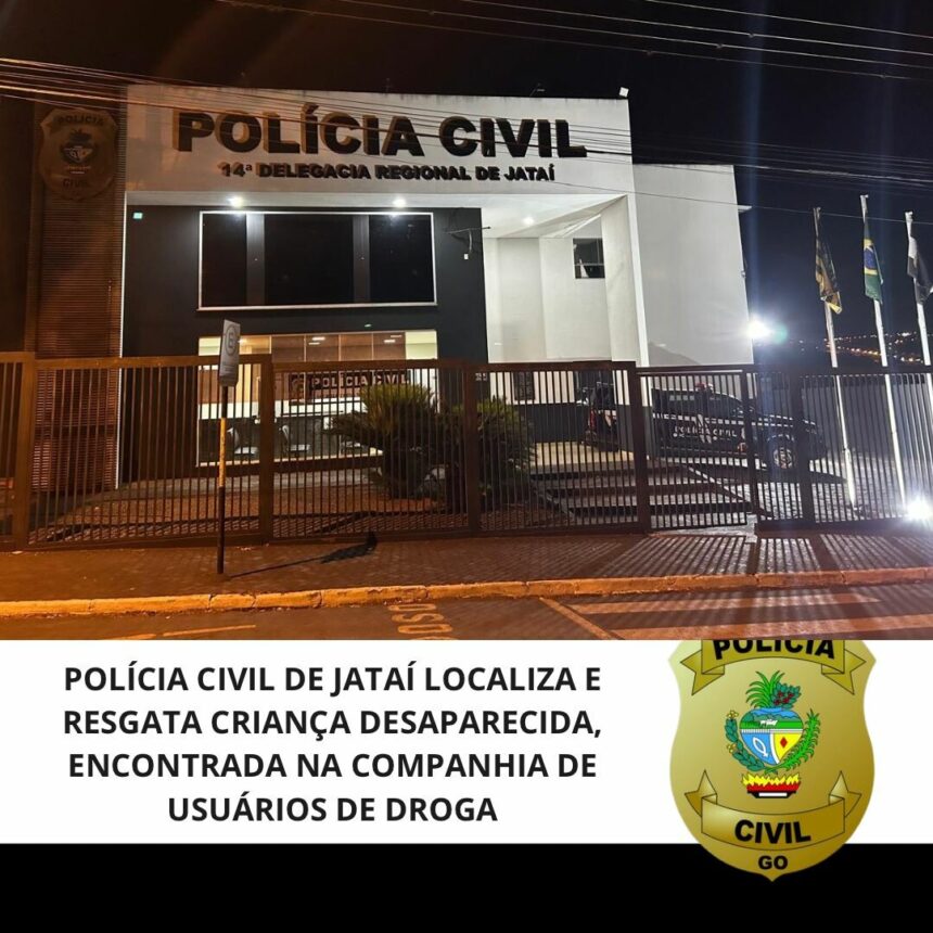 PCGO resgata criança e prende seu irmão, em Jataí, por entregá-la a usuários de drogas