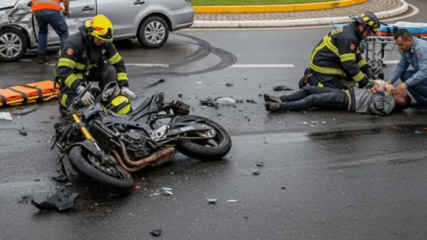 Acidente entre carro e moto deixa um ferido no Bairro Carrilho, em Goianésia