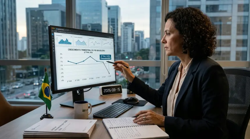 PIB brasileiro desacelera e registra crescimento de 0,3% no segundo trimestre de 2026 PIB brasileiro desacelera e registra crescimento de 0,3% no segundo trimestre de 2026