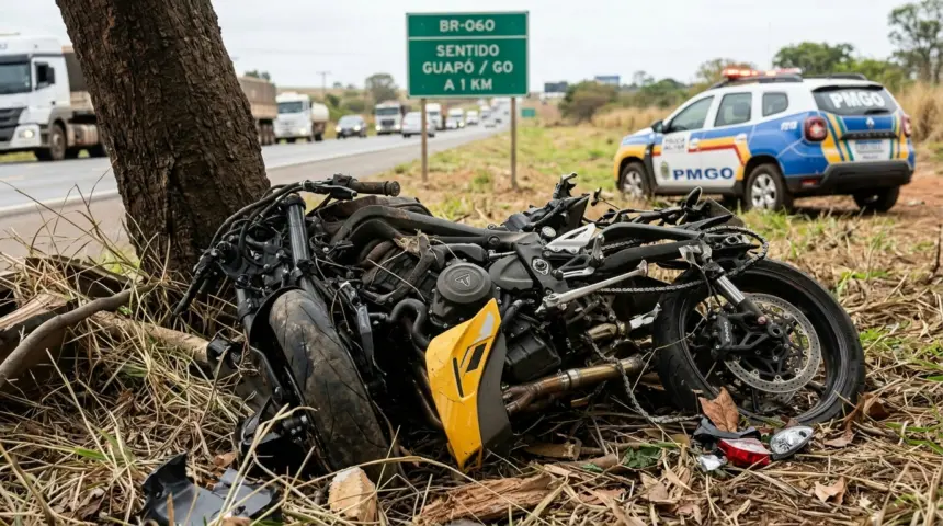 Acidente de moto na Br-060 mata tenente reformado da PM e sua esposa perto de Guapó Acidente de moto na Br-060 mata tenente reformado da PM e sua esposa perto de Guapó
