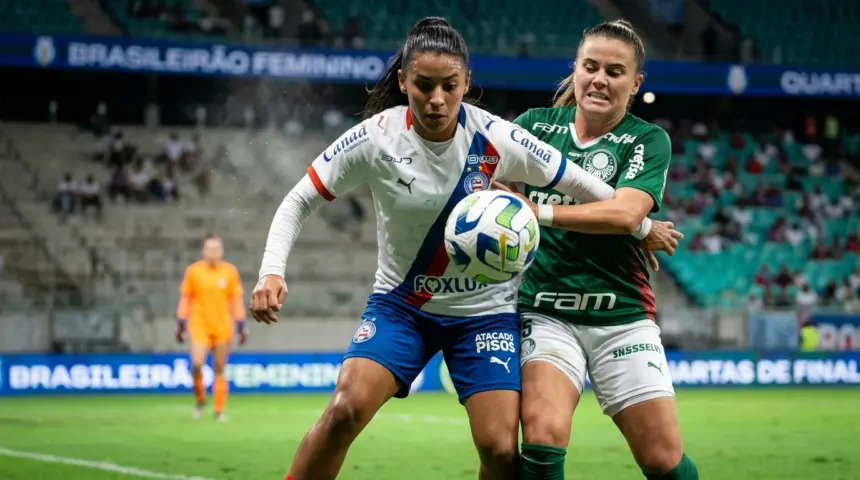 Bahia e Palmeiras empatam na ida das quartas do Brasileirão Feminino e decidem vaga na sexta Bahia e Palmeiras empatam na ida das quartas do Brasileirão Feminino e decidem vaga na sexta
