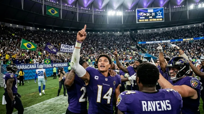 Baltimore Ravens vencem Dallas Cowboys no Maracanã com chute decisivo