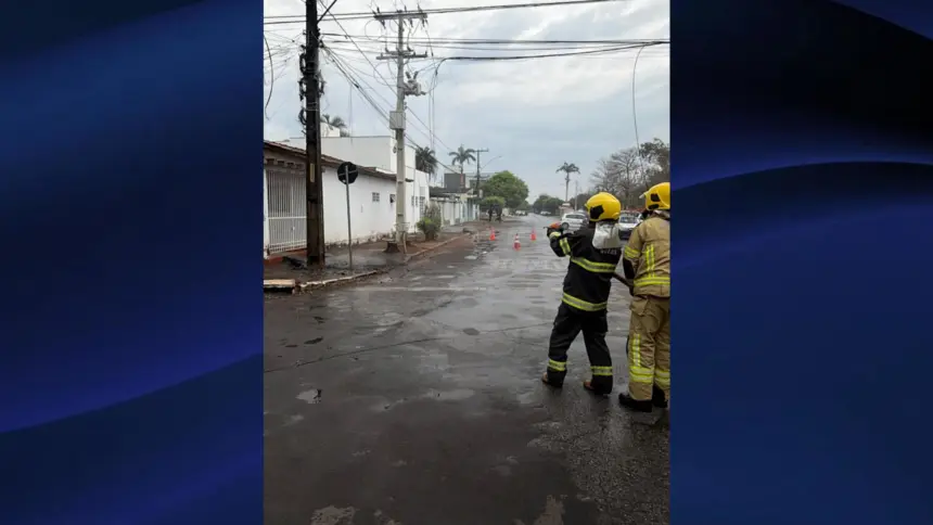 Bombeiros Goianésia controlam incêndio em fiação de poste no Setor Sul Bombeiros Goianésia controlam incêndio em fiação de poste no Setor Sul