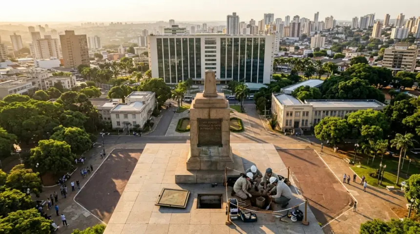 Cápsula do tempo da fundação de Goiânia preserva história sob a Praça Cívica Cápsula do tempo da fundação de Goiânia preserva história sob a Praça Cívica