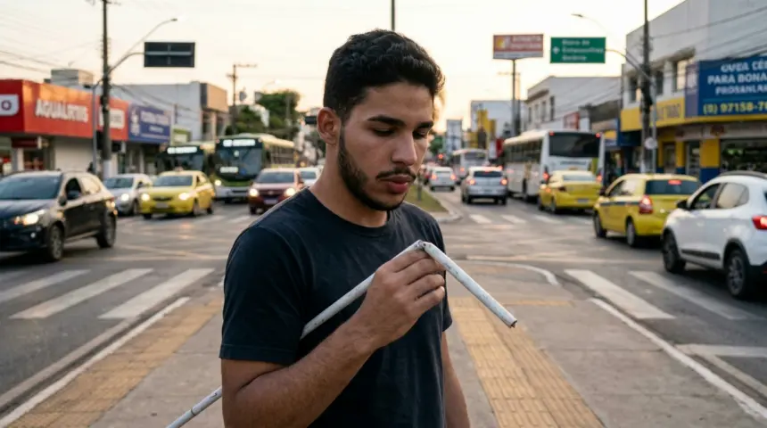 Carro destrói bengala de atleta paralímpico em Goiânia e expõe perigos a deficientes visuais