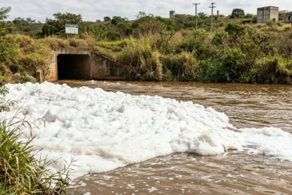 Espuma em trecho do Rio das Antas gera alerta sobre qualidade da água em Anápolis