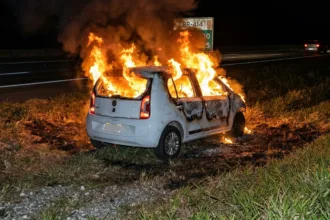 Incêndio destrói veículo após colisão traseira em rodovia na Br-414