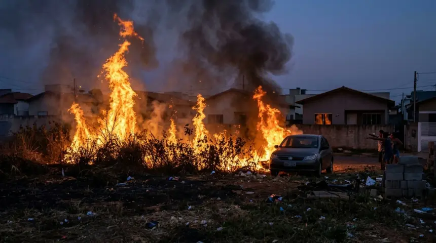 Incêndio em terreno baldio de Anápolis gera pânico entre moradores