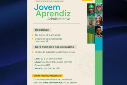 Jalles e Senar abrem 40 vagas para jovens aprendizes na área administrativa em Goianésia