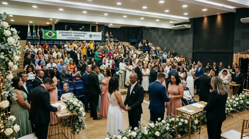 Mais de 100 casais oficializam união em casamento comunitário gratuito em Anápolis no dia 12 Mais de 100 casais oficializam união em casamento comunitário gratuito em Anápolis no dia 12