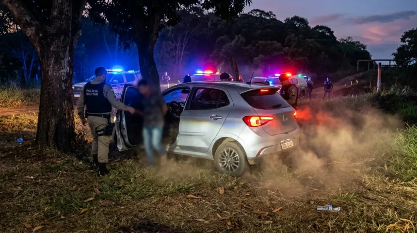 Perseguição policial após festa de som automotivo resulta em quatro prisões em Goiânia
