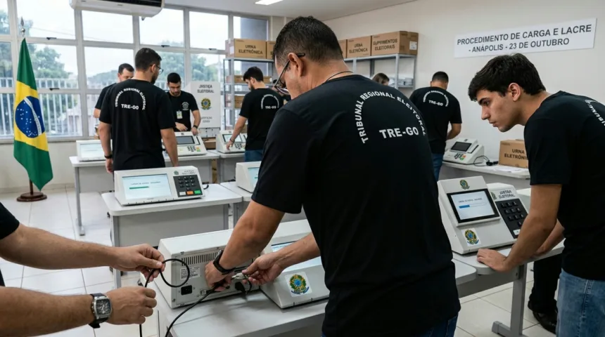 Urnas eletrônicas passam por carga e lacre em Anápolis até quarta-feira para garantir segurança