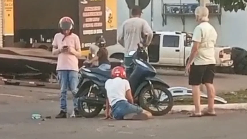 Acidente entre carro e moto deixa motociclista ferida no oeste de Goianésia