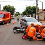 Acidente entre carro e moto deixa mulher ferida no leste de Goianésia