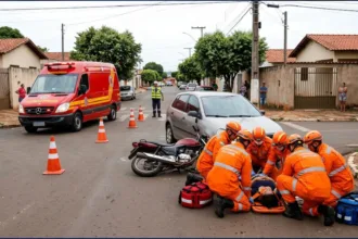 Acidente entre carro e moto deixa mulher ferida no leste de Goianésia