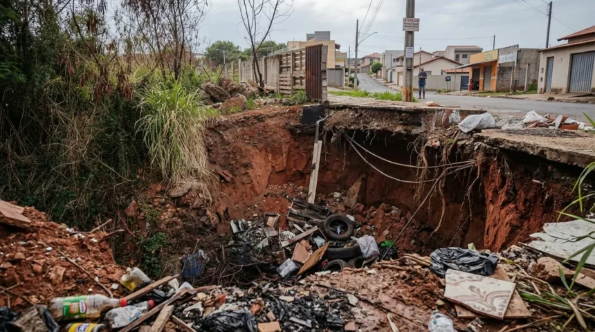 Anápolis decreta emergência em dez bairros devido ao avanço de erosões