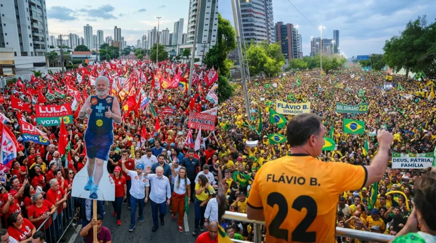 Apoiadores de Lula e Flávio Bolsonaro tomam as ruas na véspera da votação