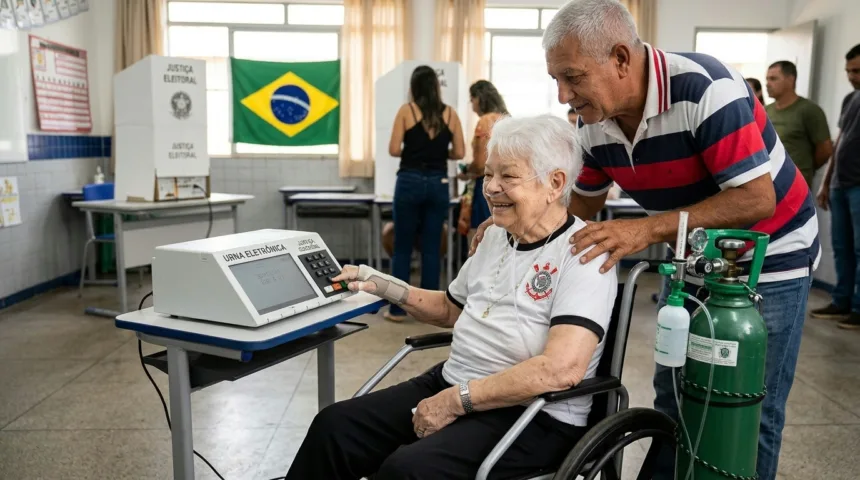 Bisavó de 83 anos supera falha em oxigênio e vota em Anápolis Bisavó de 83 anos supera falha em oxigênio e vota em Anápolis