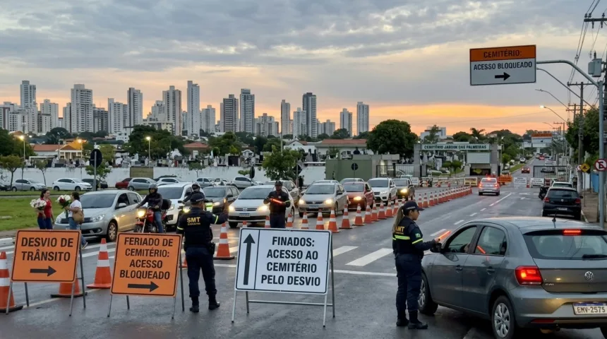 Bloqueios e desvios no trânsito de Goiânia e Aparecida marcam o feriado de Finados Bloqueios e desvios no trânsito de Goiânia e Aparecida marcam o feriado de Finados