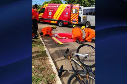 Bombeiros Goianésia realizam simulado de acidente entre carro e bicicleta