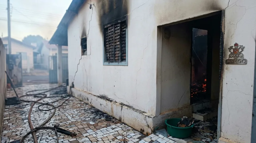 Bombeiros socorrem idoso de 84 anos após incêndio destruir casa em Anápolis neste domingo Bombeiros socorrem idoso de 84 anos após incêndio destruir casa em Anápolis neste domingo