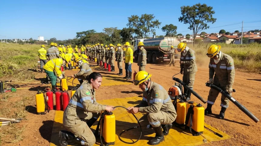 Brigadistas combatem 11 focos de incêndio em parques e áreas verdes de Goiânia
