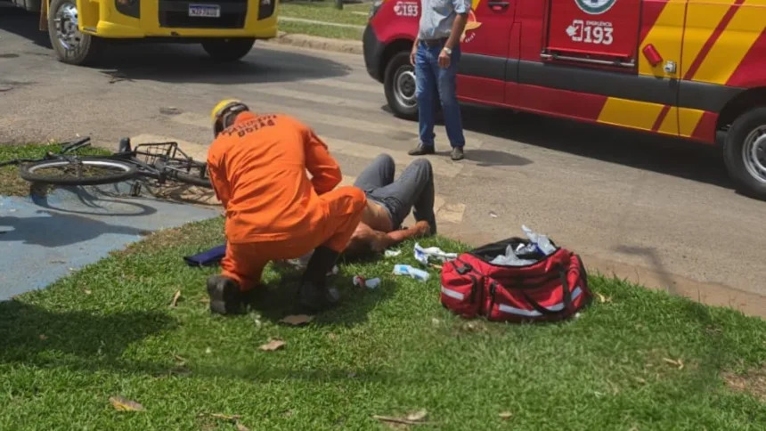 Ciclista fica ferido em acidente com caminhão na região oeste de Goianésia Ciclista fica ferido em acidente com caminhão na região oeste de Goianésia