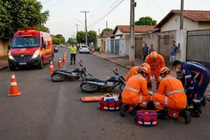 Colisão entre duas motos deixa homem ferido no Bairro Carrilho, em Goianésia