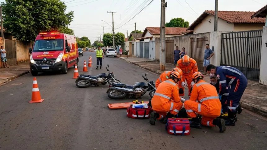 Colisão entre duas motos deixa homem ferido no Bairro Carrilho, em Goianésia
