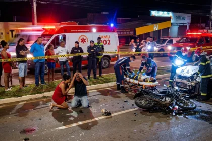 Colisão frontal entre carro e moto deixa um morto e um ferido em avenida