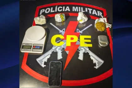 CPE Goianésia apreende maconha e balanças de precisão com suspeito de tráfico