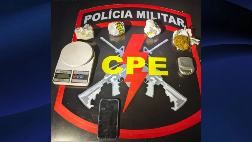 CPE Goianésia apreende maconha e balanças de precisão com suspeito de tráfico