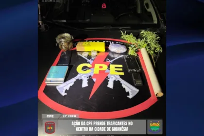 CPE Goianésia prende dois suspeitos de tráfico e apreende 820 gramas de supermaconha