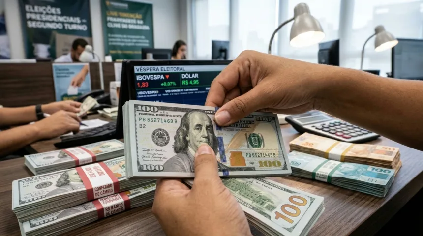 Dólar encerra abaixo de cinco reais e bolsa sobe na véspera eleitoral