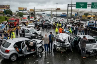 Engavetamento com vinte veículos na via Dutra deixa feridos após mal súbito de motorista