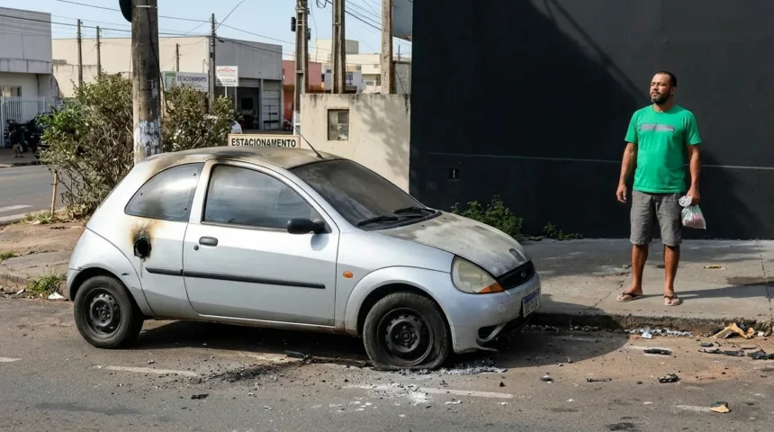 Homem em situação de rua é preso após incendiar veículo que invadiu para dormir Homem em situação de rua é preso após incendiar veículo que invadiu para dormir