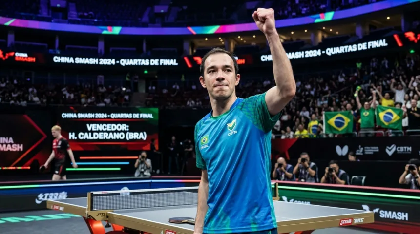 Hugo Calderano supera Felix Lebrun e garante vaga na semifinal do China Smash Hugo Calderano supera Felix Lebrun e garante vaga na semifinal do China Smash