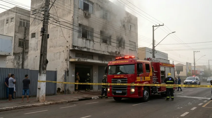 Incêndio em kitnet no Centro de Anápolis deixa mulher morta