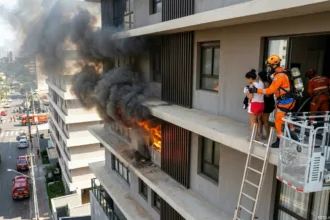 Incêndio em prédio no Setor Marista deixa moradores ilhados e gera momentos de pânico