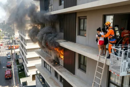 Incêndio em prédio no Setor Marista deixa moradores ilhados e gera momentos de pânico