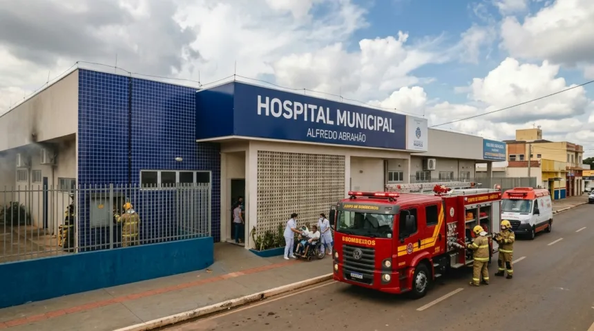 Incêndio mobiliza bombeiros e força remanejamento de pacientes no Hospital Municipal Alfredo Abrão