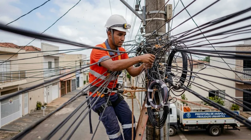 Lei João Victor completa um ano com avanços na fiscalização da fiação urbana em Anápolis Lei João Victor completa um ano com avanços na fiscalização da fiação urbana em Anápolis