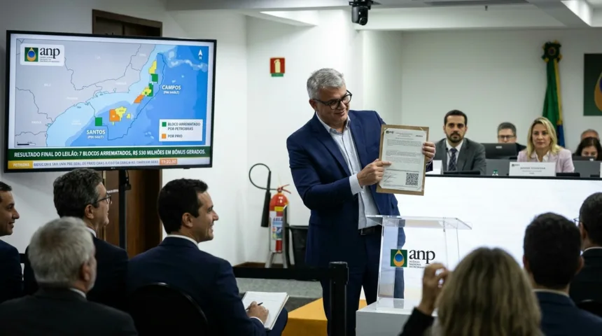 Leilão do pré-sal arremata sete blocos e gera R$ 530 milhões em bônus