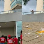 Moradora atira ovos contra manifestantes pró-Lula de prédio de luxo em Anápolis