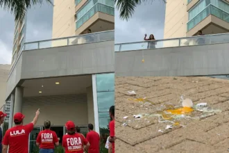 Moradora atira ovos contra manifestantes pró-Lula de prédio de luxo em Anápolis