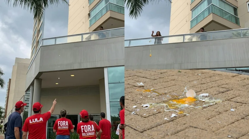Moradora atira ovos contra manifestantes pró-Lula de prédio de luxo em Anápolis