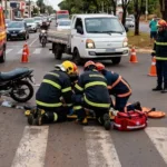 Motociclista fica ferida durante abalroamento na região oeste de Goianésia
