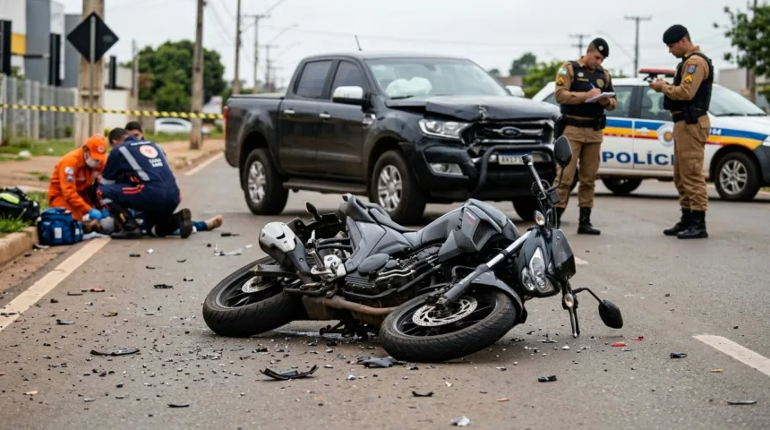 Motociclista morre após colisão frontal com caminhonete em Anápolis Motociclista morre após colisão frontal com caminhonete em Anápolis