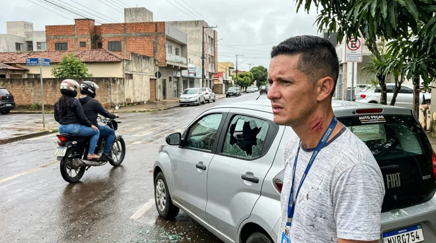 Motorista esquece seta e carro é apedrejado em Anápolis